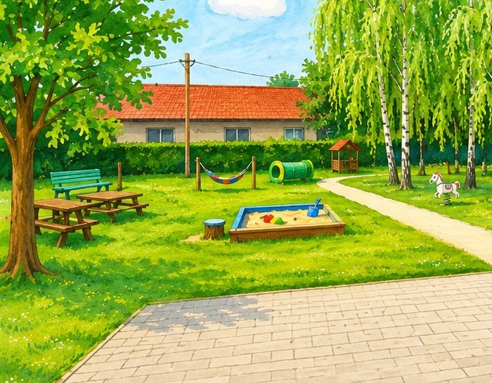Pískoviště a posezení